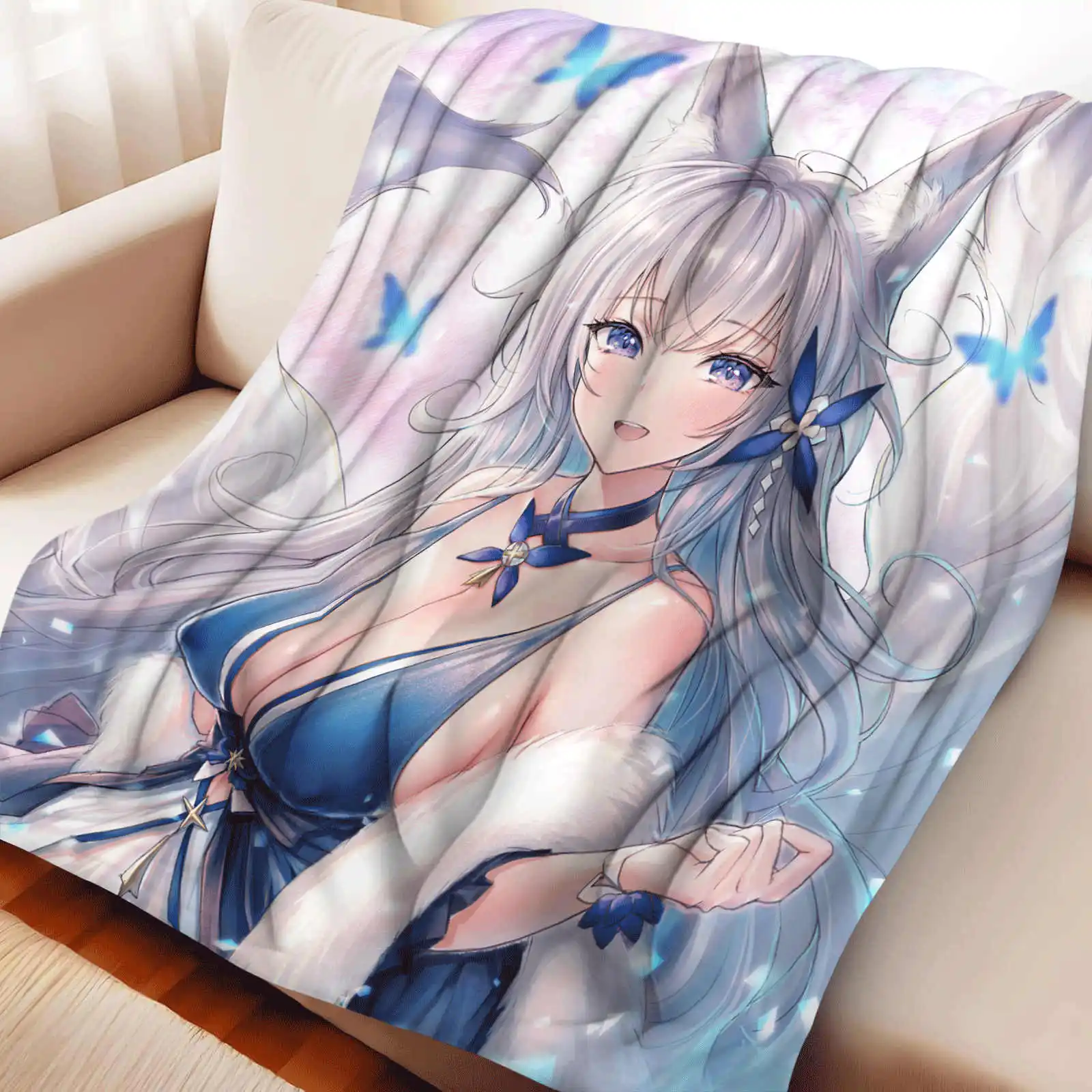

Azur Lane Enterprise New Jersey Flannel Throw Blanket Bedding Couch Decoration Ultra-Soft Warm Bedspreads
