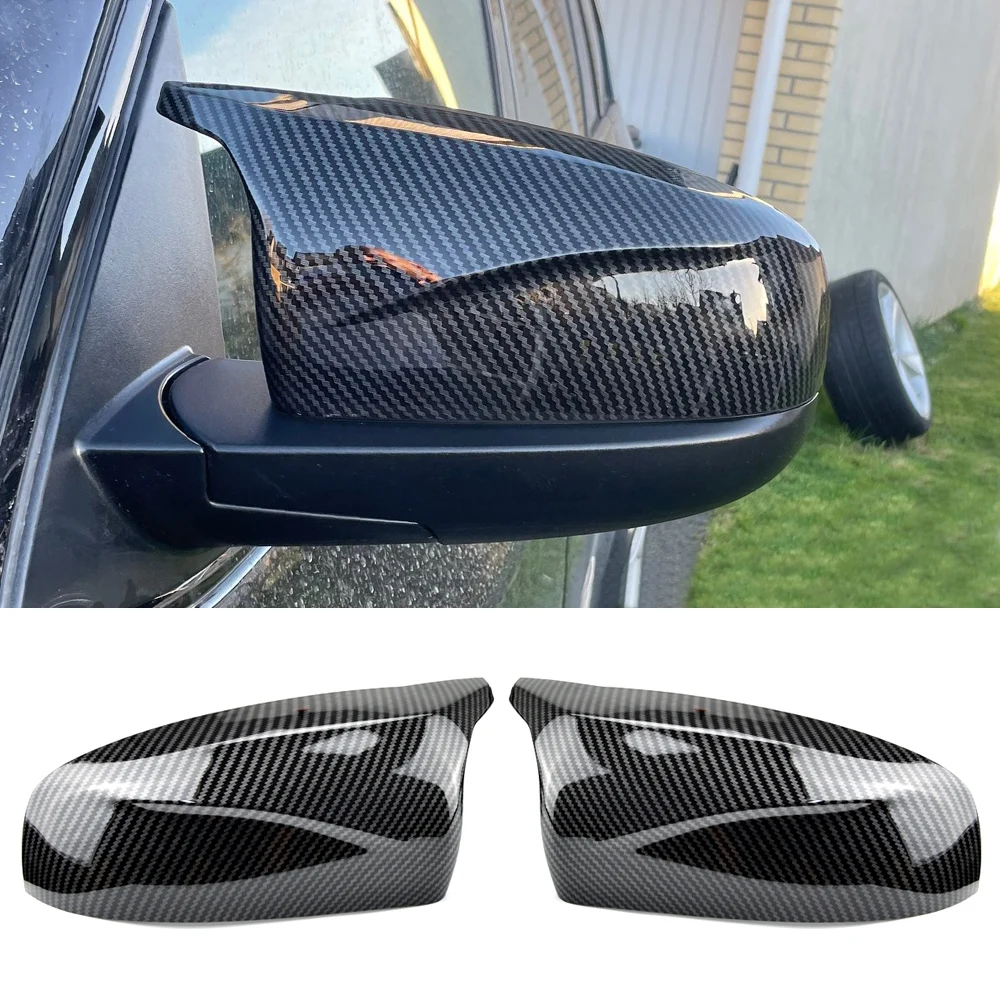 

2pcs Side Wing Rearview modified car styling Bright black Carbon Fiber Pattern Mirror Cover caps For BMW X5 E70 X6 E71 2008-2013