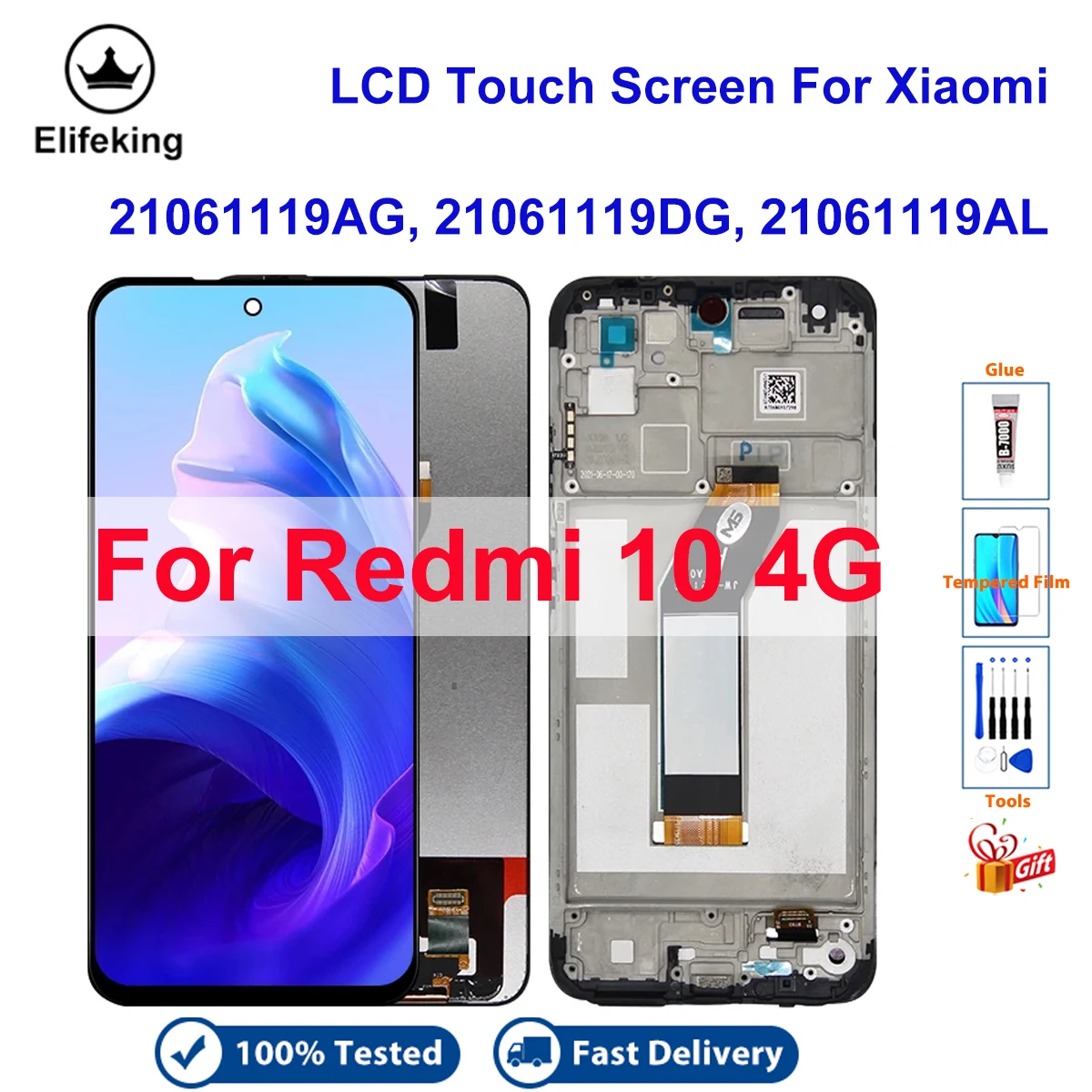 

Screen For Xiaomi Redmi 10 LCD Display 21061119AG 21061119DG Touch Screen For Redmi 10 4G Digitizer Replacement with Frame