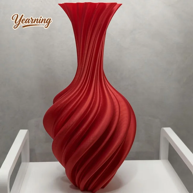 3D Printed Silk Plastic Vase Creative Art Flower Arrangement Decor Nordic Minimalist Home Light