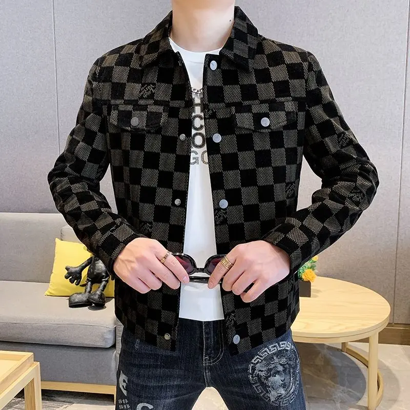 

Stylish Embroidered Lapel Double Pocket Jacket Autumn Fashion Trendy Brand Jacket Hip Hop Classic Top For Men Casual Wear