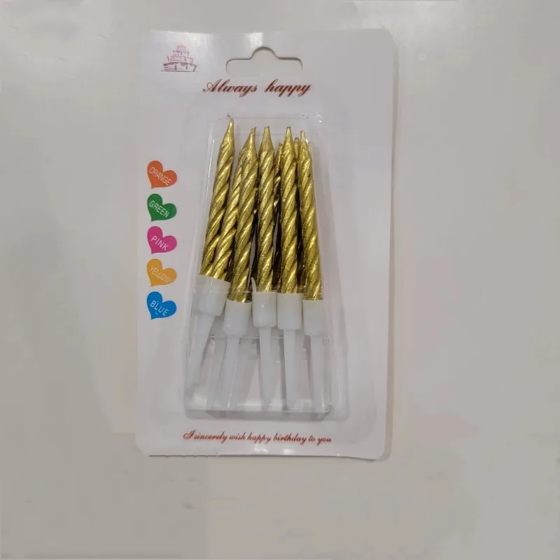 10pcs Birthday Candle, Creative Colorful Stone Wax Crystal Thread Small Candle Children's Party Cake Candle, Dessert Table Dress