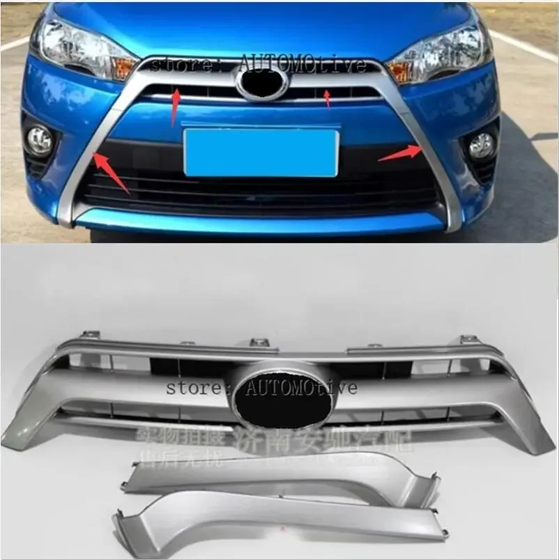 ABS Chrome Front Grille Around Raised Racing Grills Cover for Toyota Vios/Yaris 2013 2014 2015 2016