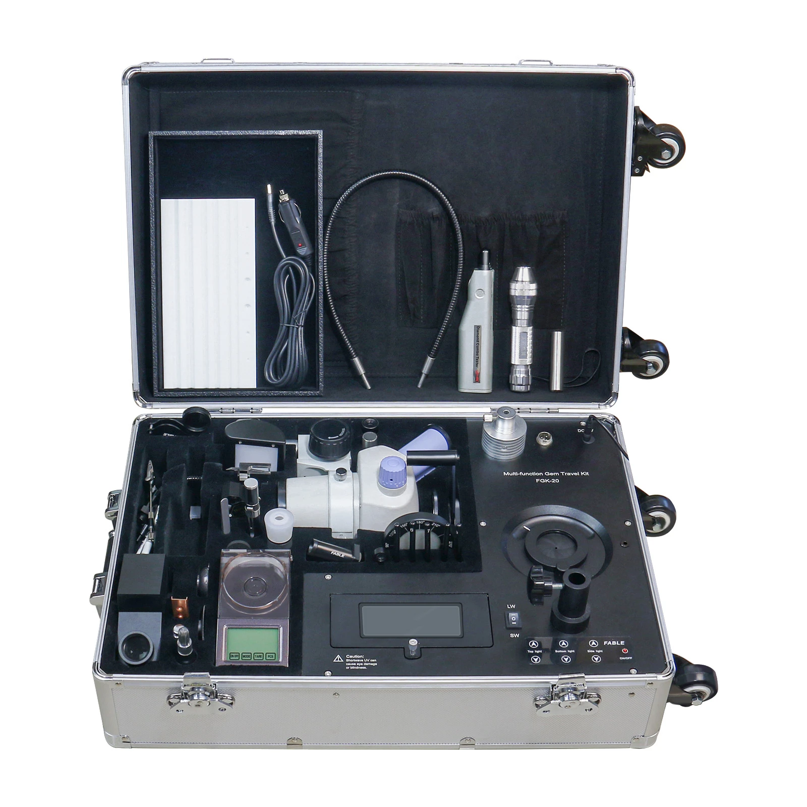 High Quality Professional Portable Gem Identification Travel Lab With 20 Kinds Of Gemological Instrument