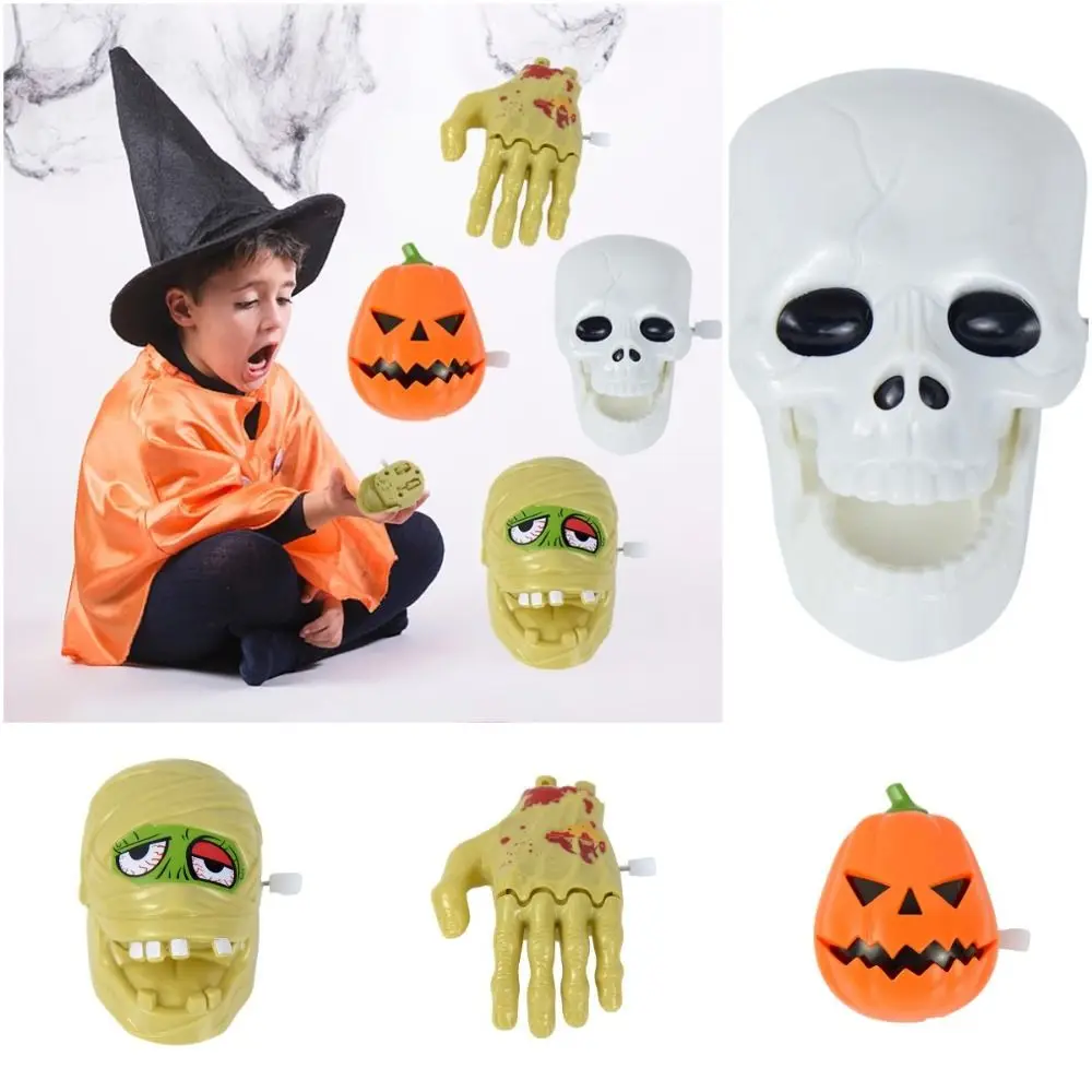 Calabaza de Halloween, juguete de relojería, mano rota, realista, cuerda de mano rota, juguetes de peluche para caminar, calabaza, juguete de relojería