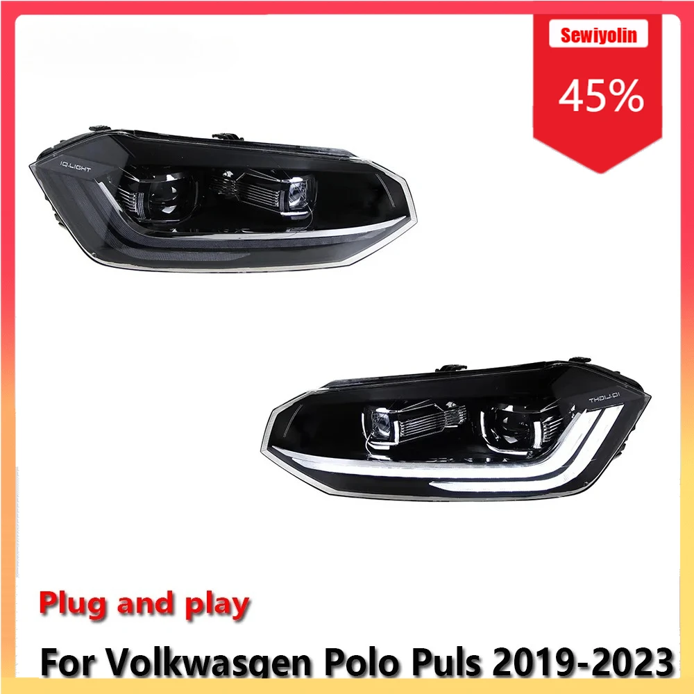 

Автомобильные светодиодные фары, автомобильные детали для Volkswagen Polo Puls 2019-2023, противотуманные DRL, стоп-сигнал, указатель поворота, Plug and Play