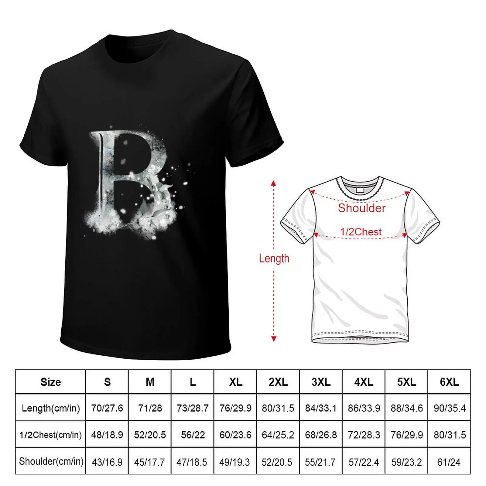 Letter B Winter Snow T-shirt quick-drying graphics blacks heavyweights tshirts for men