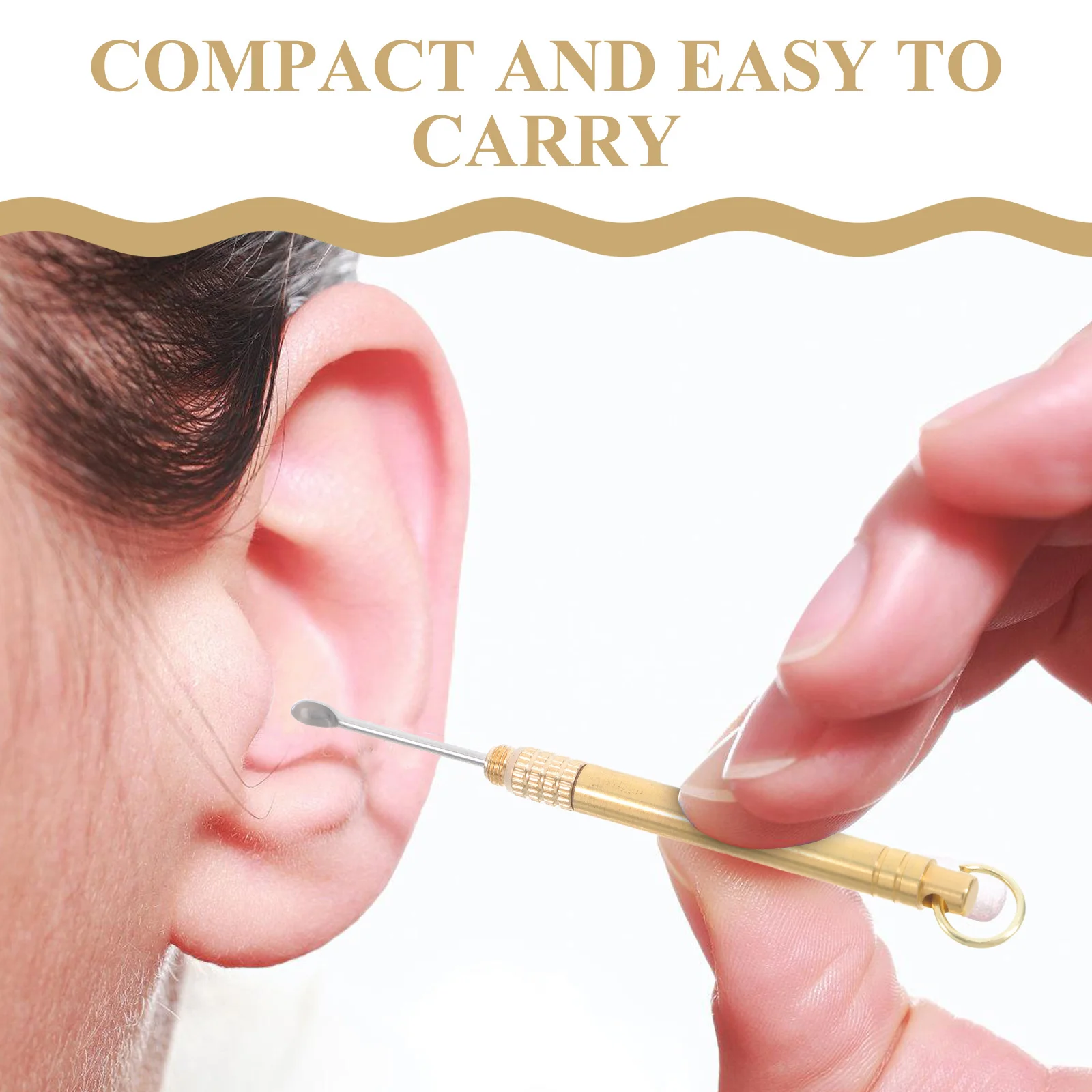 منتقي شمع الأذن المحمول من الفولاذ المقاوم للصدأ، تصميم ملمس قابل للطي وقابل للدوران، سهل الاستخدام، منتقي شمع الأذن #3