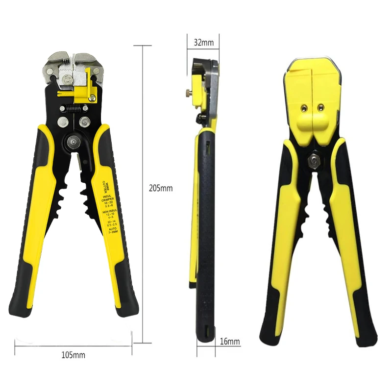 

【2026 New】Multifunctional Wire Stripper Cable Cutter Crimping Pliers Quick Stripping Electrical Tool for Wires Yellow
