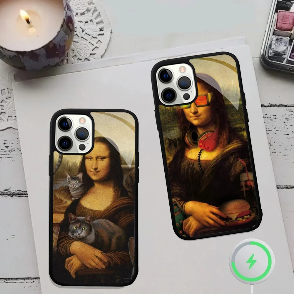 Graffiti Art Aesthetic Mona Lisa Phone Cases For IPhone 15 14 13 Pro Max 11 12 Mini Alex Mirror TPU Shell