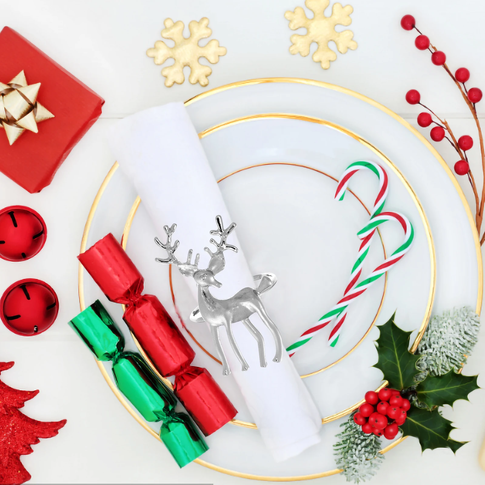 

6 Pcs Deer Antler Napkin Rings Elegant Metal Buckles for Christmas Party Home Dining Table Accessories Practical Holders