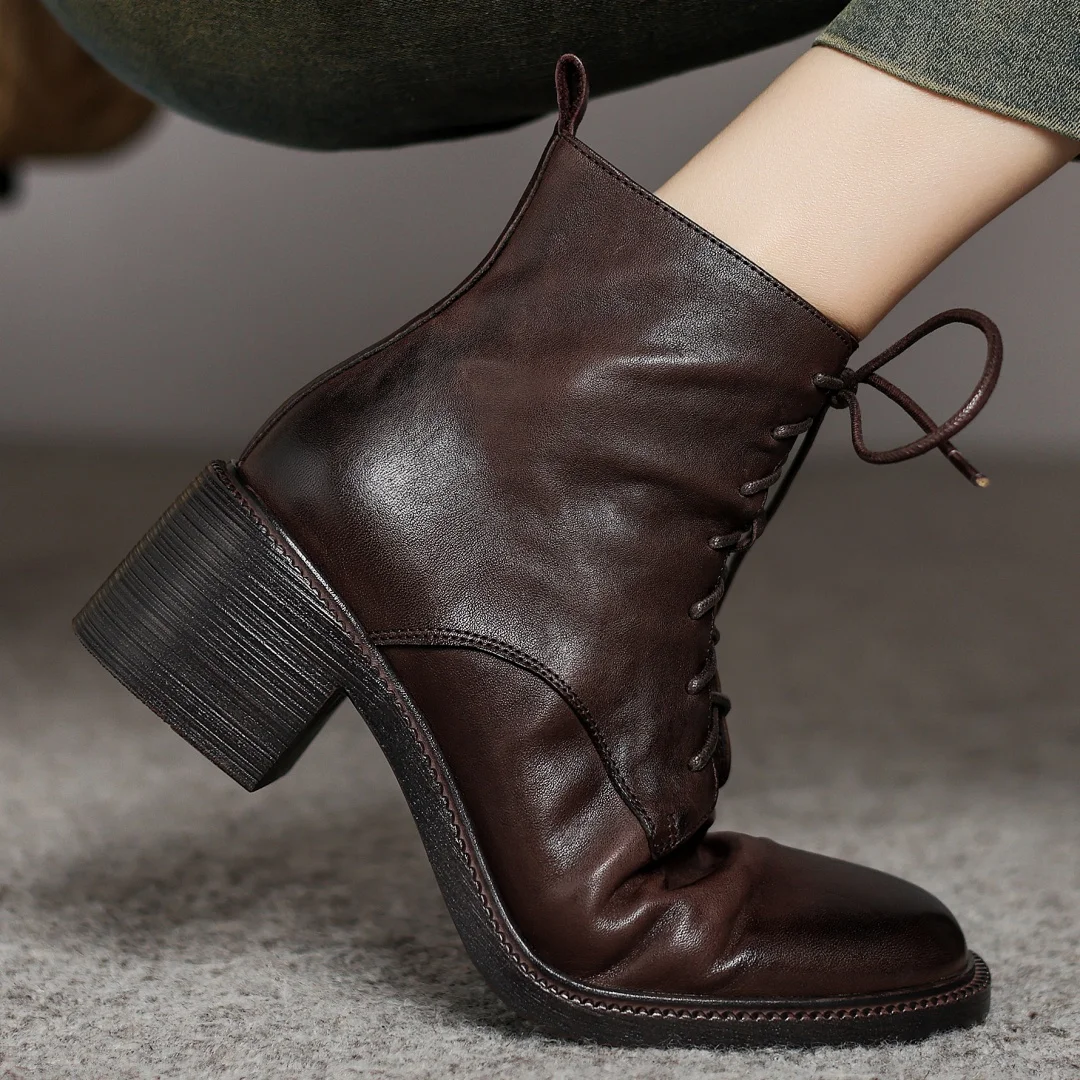 

Large size 34-41 women's 5.5cm thick med heel lace-up side zip autumn ankle boots casual female British style short boots shoes