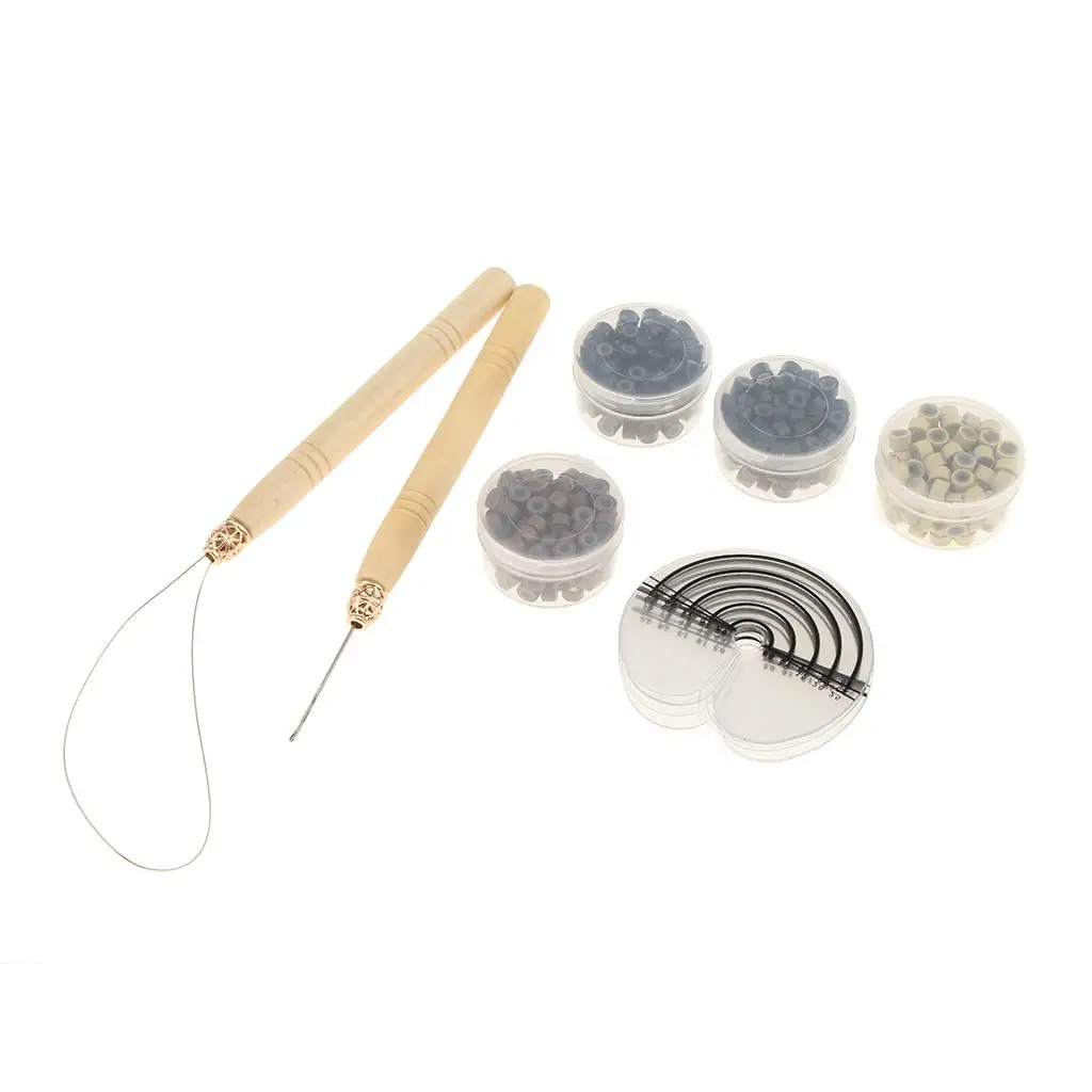 Hair Bun extension Tool Kits Loop Hook Beads Heat Guards Set