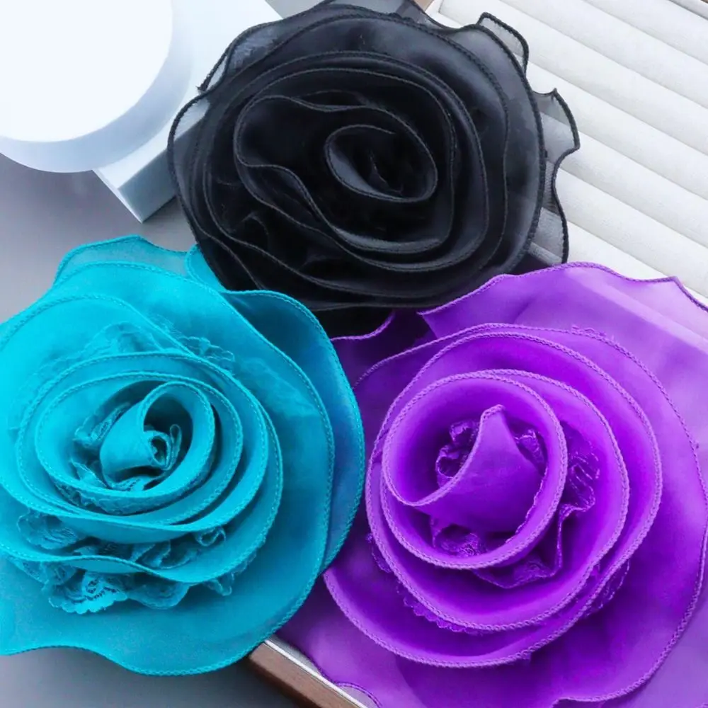 19cm/17cm Big Rose Flower Brooch Multi-Layer Organza DIY Clothing Dress Accessory Brooch For Women Wedding Chest Flower Corsage