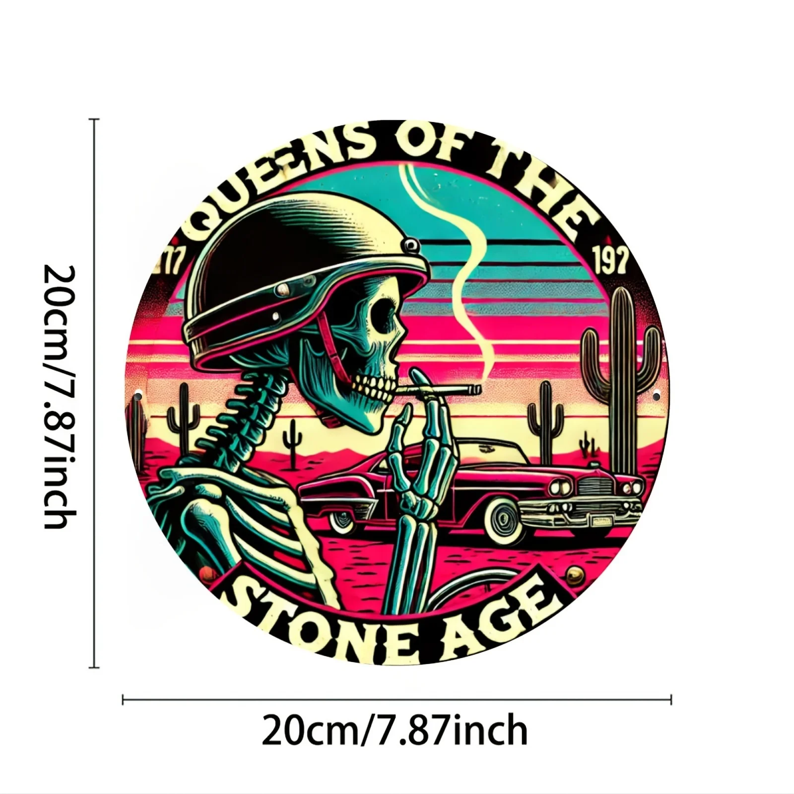 1pc, 8x8 inches, Vintage Queens of the Stone Age Metal Aluminum Wall Sign, Retro Poster Art, for Home/Kitchen/Dining Room/Bedroo
