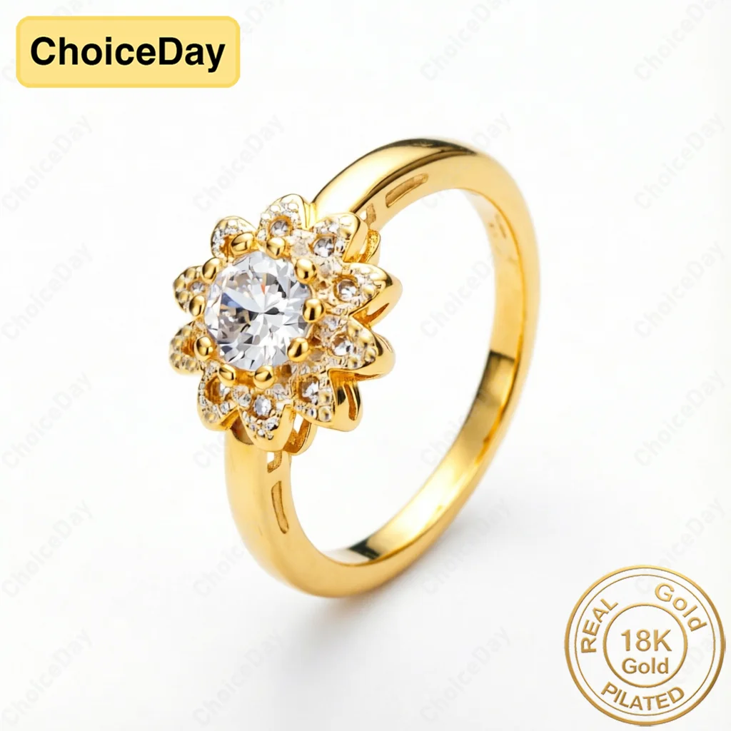 Exquisite 18K Gold-Plated Snowflake Zircon Ring – Stylish Women's Wedding Jewelry & Party Gift