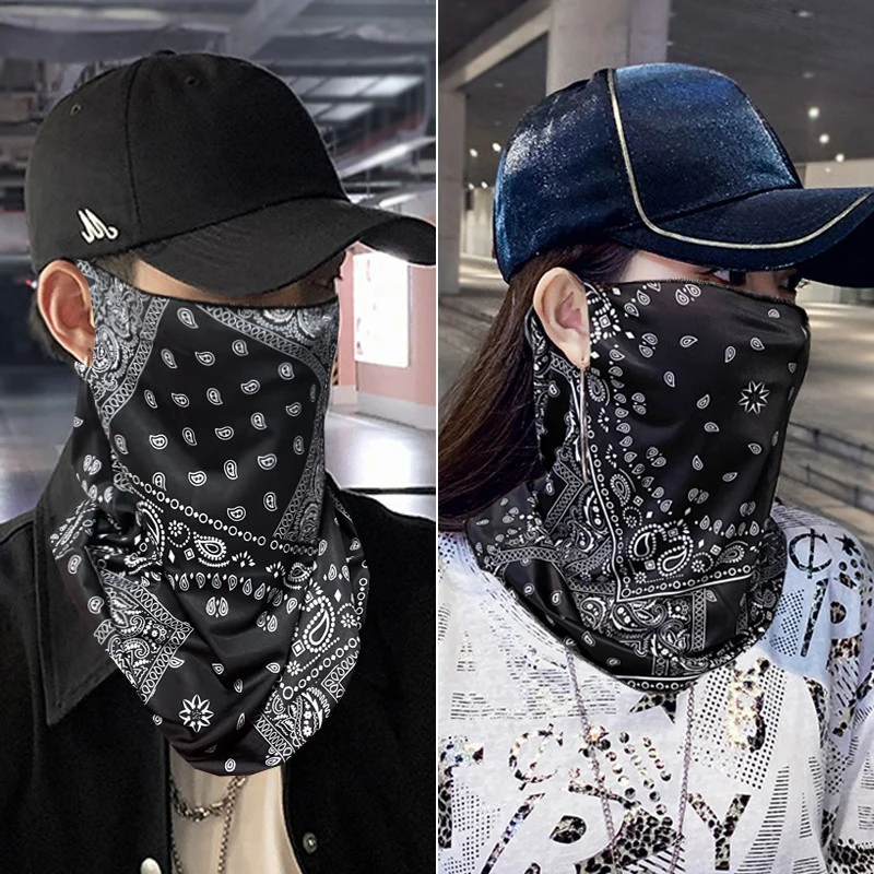 Masker tabir surya Punk Pria Wanita, syal wajah leher UV perlindungan telinga musim panas, Bandana Sc olahraga luar ruangan bersepeda 1 buah