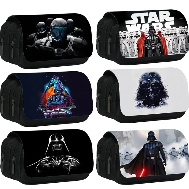 Star Wars Storm Trooper 2 Layers Large Capacity Pencil Case Bag Multifunctional Classification Storage Stationery Storage Bag