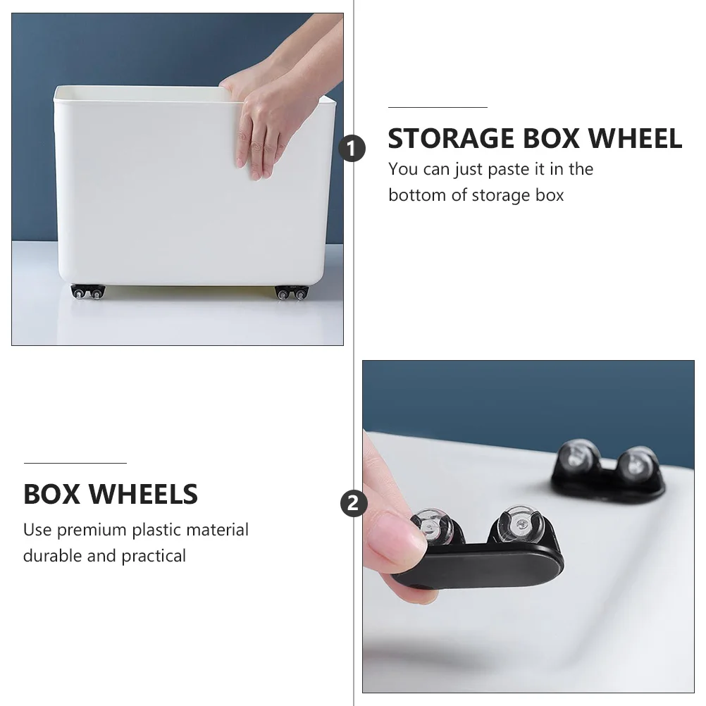 

8Pcs Storage Box Wheel Plastic Household Box Wheels Replacement Black