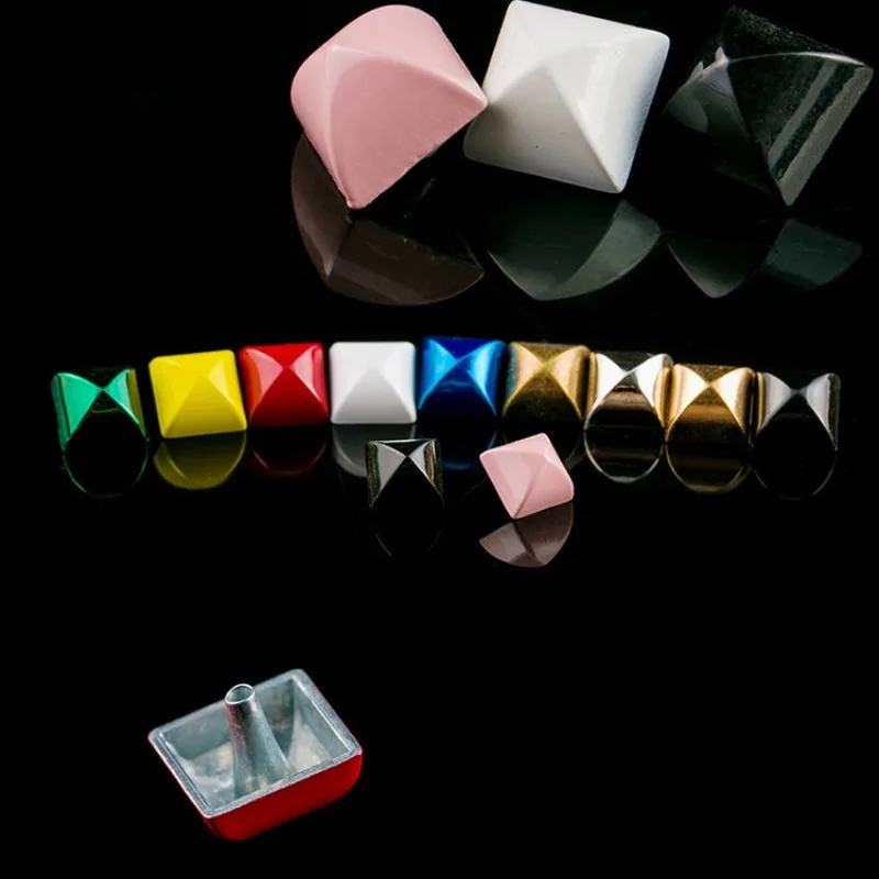 Mix-Colors 8-12mm Punk Pyramid DIY Square Rivet Studs and Spikes For Clothing Shoes Bags Accessories