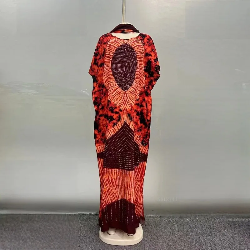 Abito da donna in cotone casual ampio con stampa africana mediorientale traspirante moda estiva 2025