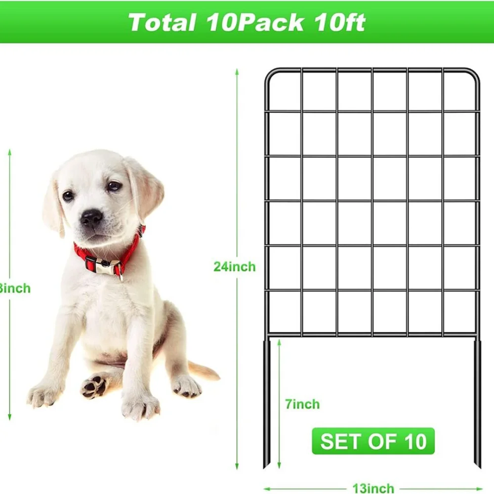 10er-Pack Metall-Gartenzaun, Tier-Barriere-Zaunplatten, rostfrei, für Hofdekoration