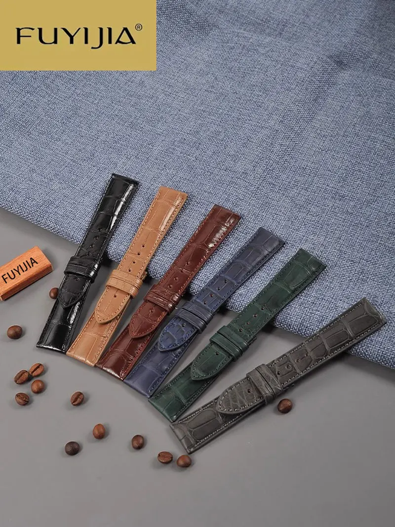 FUYIJIA 高級カスタマイズユニバーサル時計バンドトップ手作りワニ革ストラップ 1:1 カスタムワニリストバンド時計アクセサリー