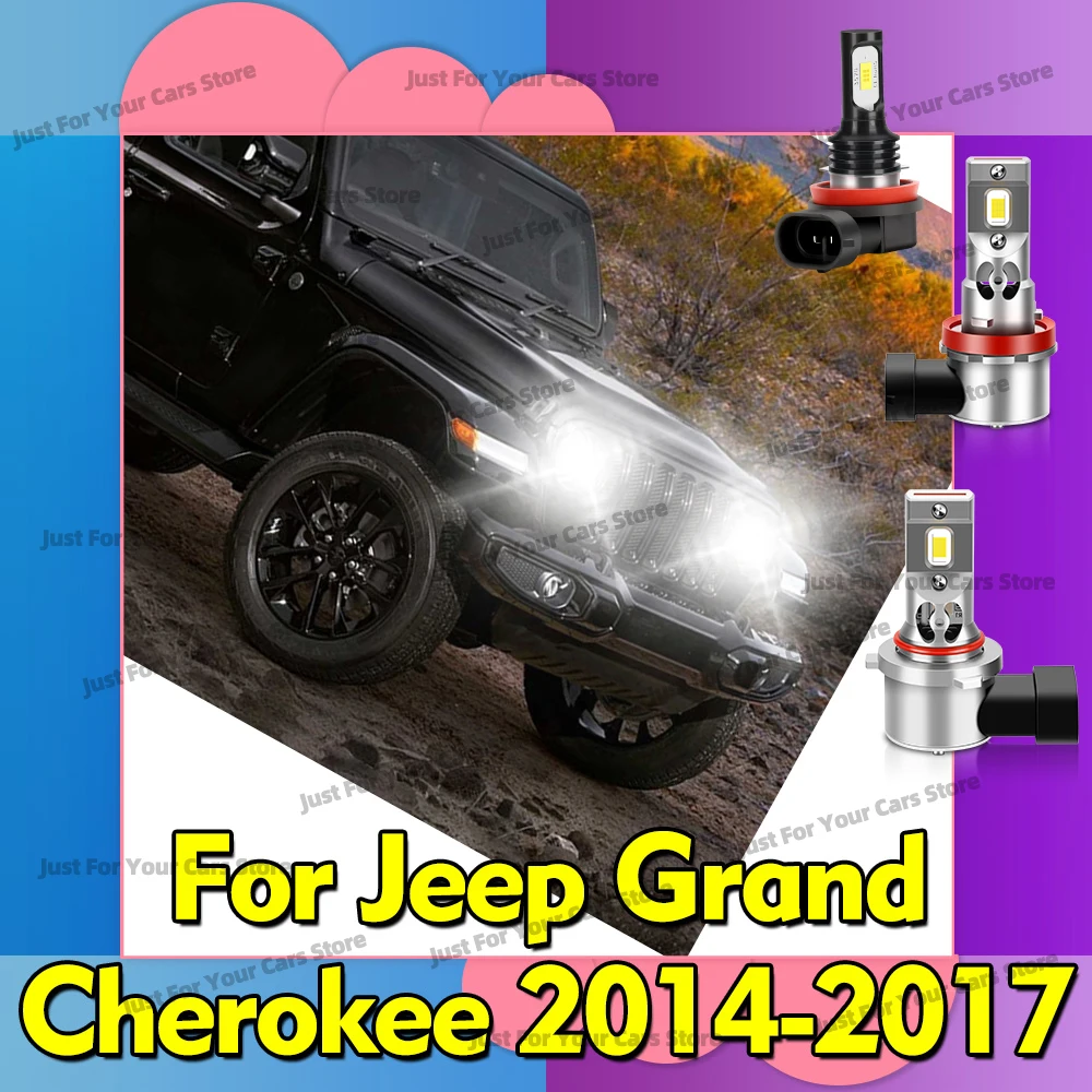 

2/6x Fog Bulbs 6000K High Low Beam 12V LED Headlights 6000K For Jeep Grand Cherokee 2014 2015 2016 2017 Auto Head Lamps 30000LM