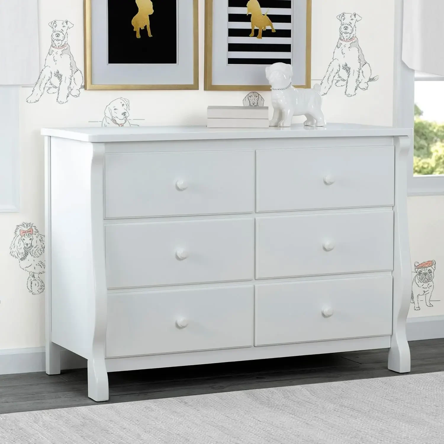 l 6 Drawer Dresser with Interlocking Drawers - Greenguard Gold Certified, White