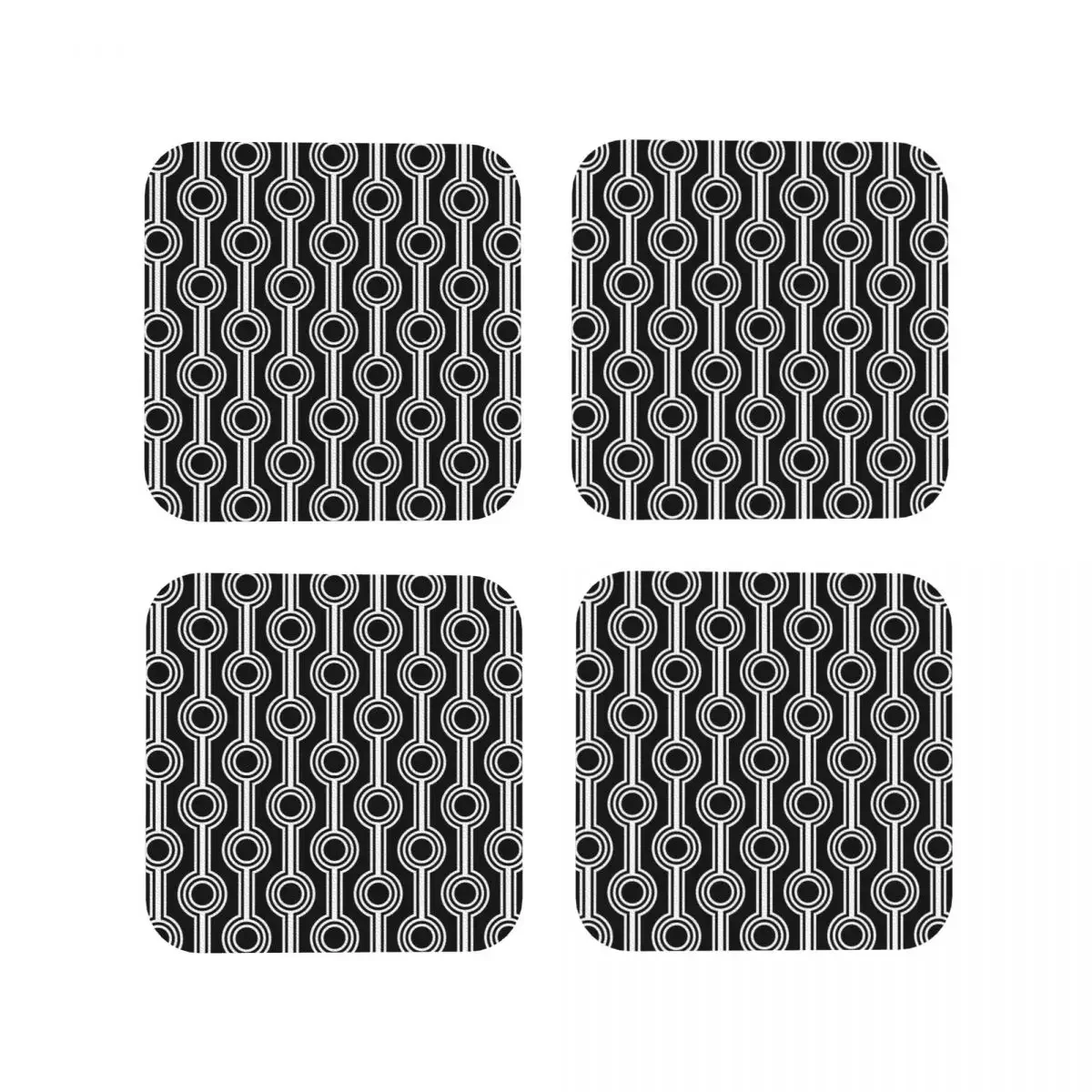 Connected Balls In Black And White Coasters Coffee Mats Set of 4 Placemats Cup Tableware Decoration & Accessories Pads for Home