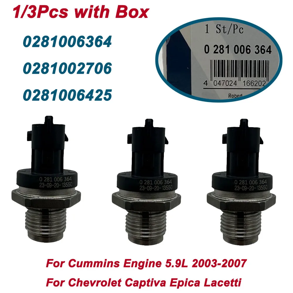 

1/3Pcs High Quality 0281006364 3974092 0281002706 Fuel Rail Pressure Sensor For Chevrolet Captiva Epica Lacetti 504152959