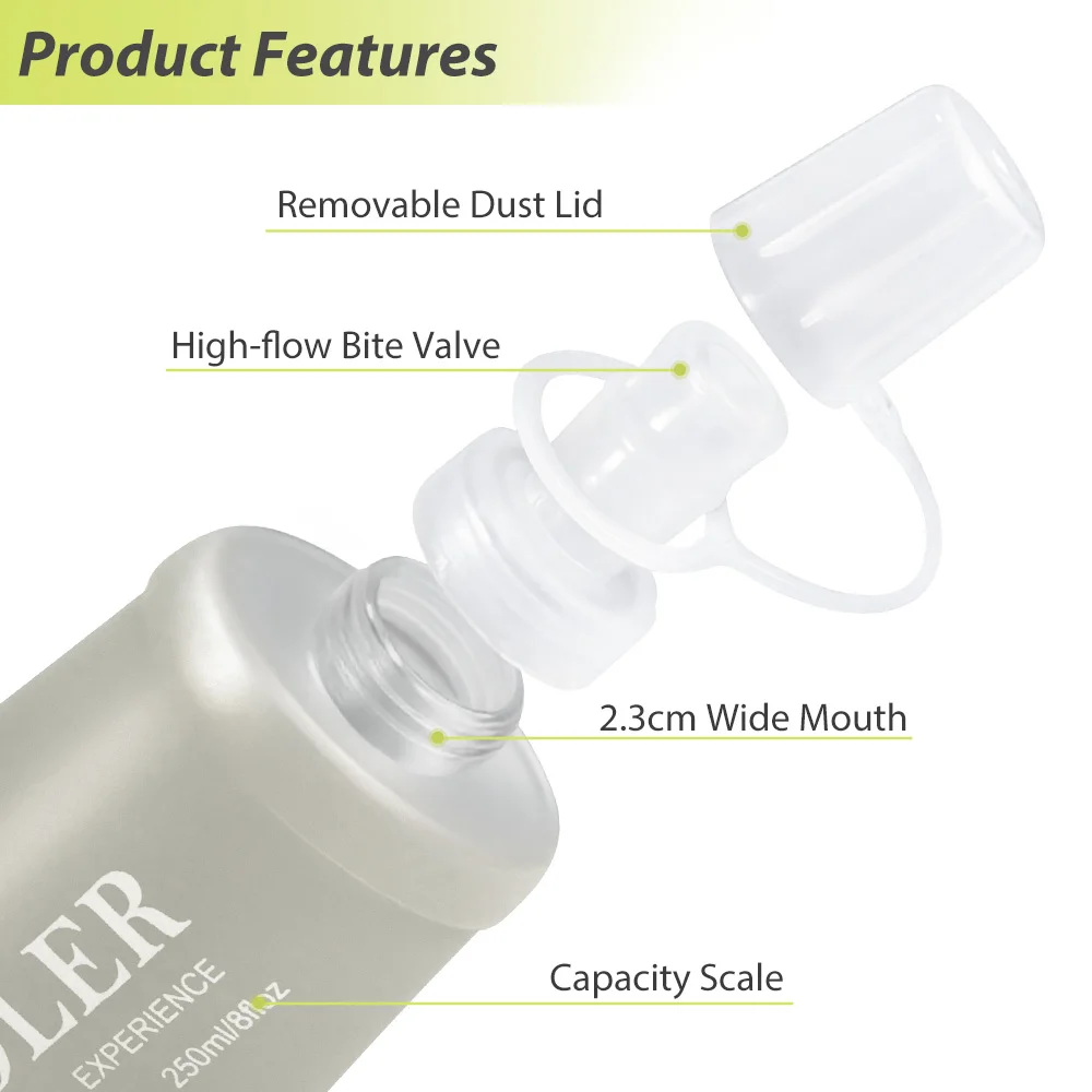 500/800/1000ml Sport-Wasserflasche TPU Faltbare Weiche Trinkflasche Tragbare Wasserflasche für Laufen Wandern Radfahren Fitness Wasserbeutel – Detail 11