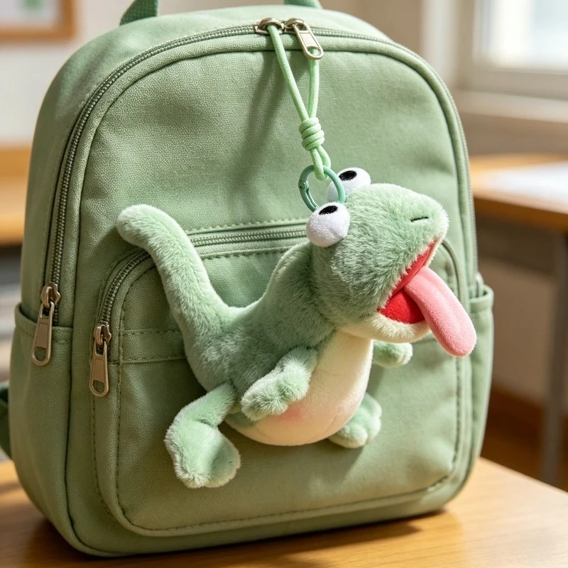 1/2PCS Funny Squeaky Lizard Keychain Plush Gecko Stuffed Animal with Long Tongue Bag Pendant Prank Toy for Adults Gift