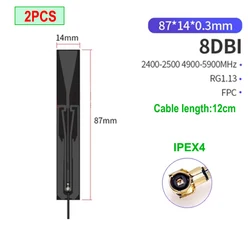 Eoth PCB FPC 소프트 보드, 듀얼 밴드 iot 와이파이 안테나 내장, 블루투스 패치 게인 안테나, Ipex 4 8dbi, 5.8 Ghz, 2.4ghz, 2 개