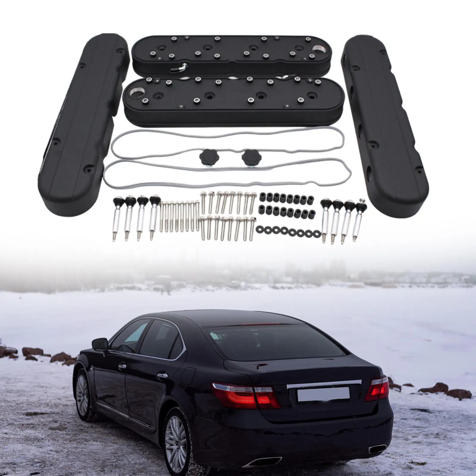 

Tall Valve Covers Bonnet with Coil Mounts Set Black for GM LS Engines