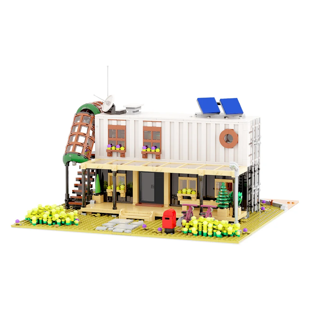 MOC City Street View คอนเทนเนอร์ House II Building Blocks ชุดรถบ้าน DIY อิฐชิ้นส่วนของเล่นเด็ก Xmas ของขวัญ