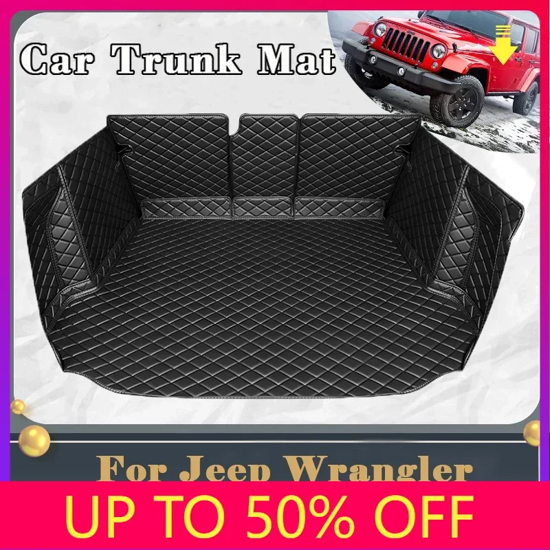 Car Trunk Mat For Jeep Wrangler JK J8 TJL-J8 2011~2017 4door Dirt-resistant Fully Trunk Mat Rear Cargo Tray Car Accessories 2016