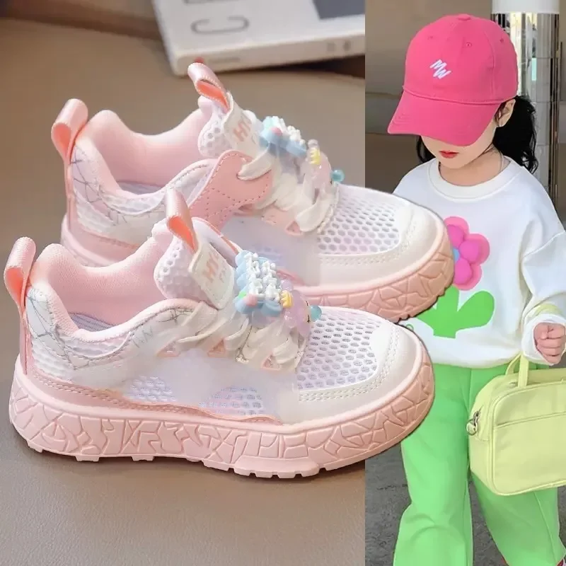 Sandali sportivi per bambini rosa Mesh traspirante ragazzi ragazze scarpe singole viola moda morbida scarpe antiscivolo per bambini