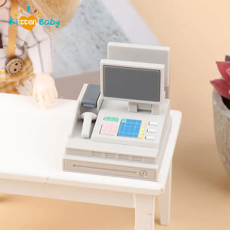 Dollhouse Mini Supermarket Cash Register, Swipe Card Set for The Dollhouse Simulation Appliances Furniture Toy Decoration