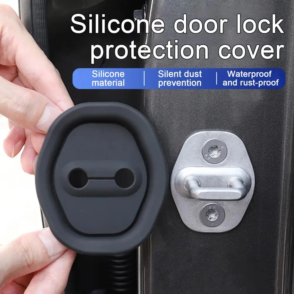 10Pcs Car Silicone Door Latch Protective Covers Noise-Reducing Universal Easy to Install Shock Pads Vehicle Door Lock Protectors