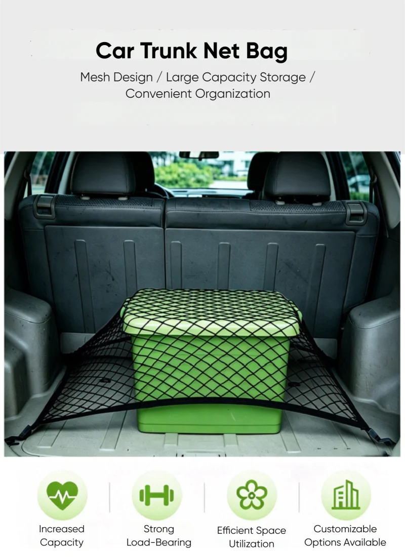 TazerApex Universelles Kofferraumnetz Elastisches Gepäcknetz Frachtorganizer Aufbewahrung Nylon-Netzgewebe Dehnbares Auto-Innenraumnetz – Detail 1
