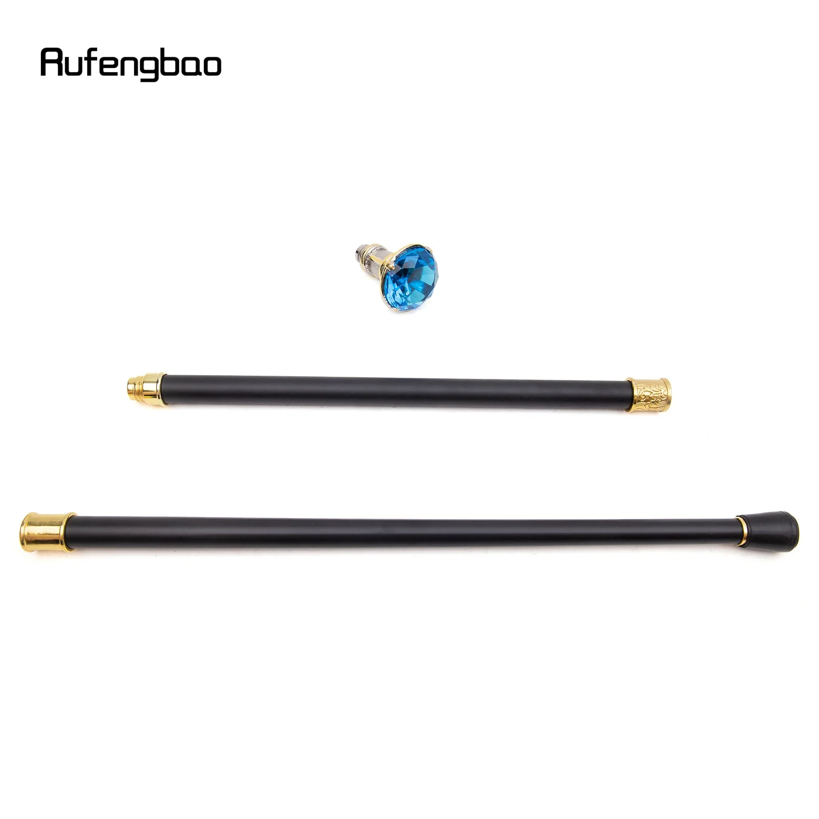 ไม้เท้าแฟชั่นสีน้ำเงินเพชรทองขาว ไม้เท้าตกแต่งสำหรับสุภาพบุรุษ ไม้เท้าคอสเพลย์สุดหรู ด้ามจับแบบครอสเซอร์ 90 ซม.