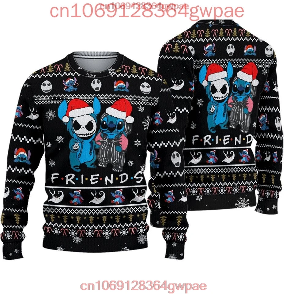 Disney Stitch Christmas Ugly Sweater Men's Womens 3d Ugly Sweater Stitch Mickey Ugly Christmas Sweater Anime Xmas Sweater Tops