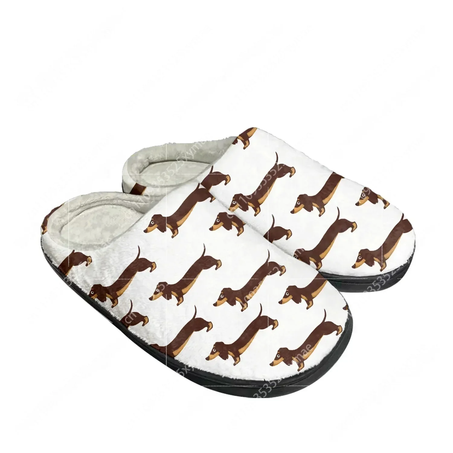 

Cute Dachshund Pet Dog Home Cotton Custom Slippers Mens Womens Sandals Plush Bedroom Casual Keep Warm Shoe Thermal Slipper Black