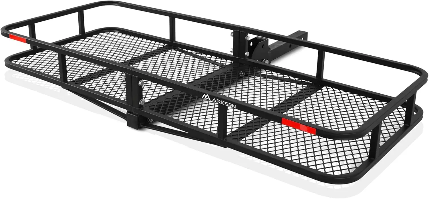 60 x 25 x 6 Inch Folding Cargo Rack Carrier 500 Lbs Heavy Duty Capacity 2 Inch Receiver Luggage Basket Fold Up for SUV