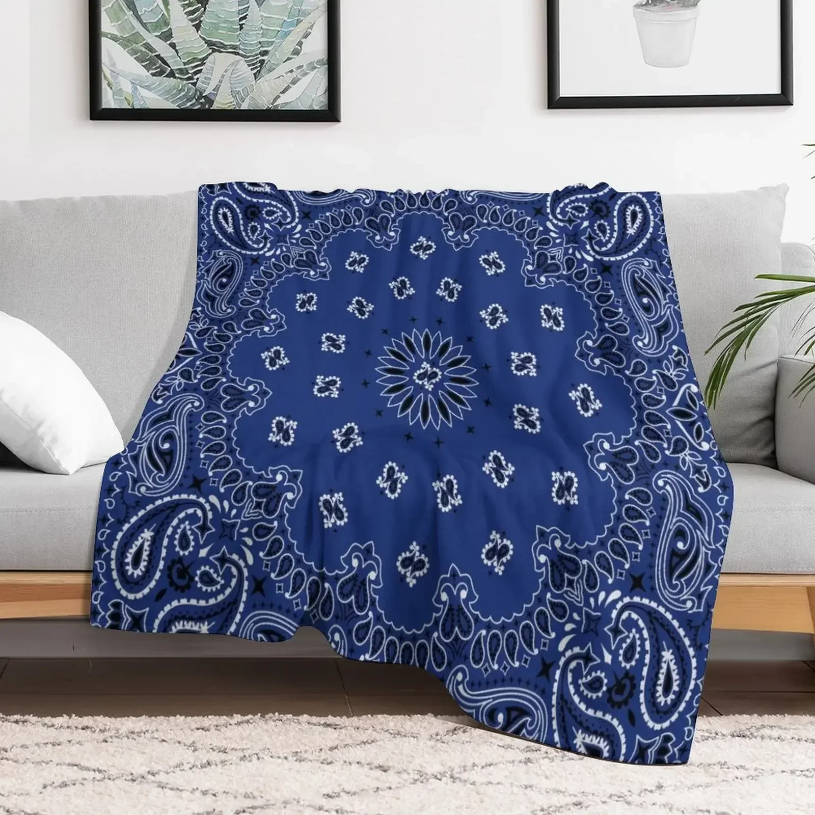 Blue Bandana Pattern Throw Blanket Blankets For Baby Decorative Throw Cute Plaid Hair Blankets