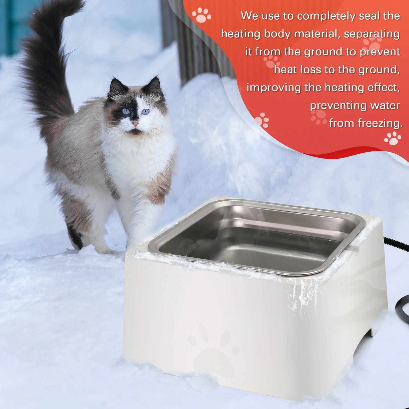 Dog Heated Water Bowl Outdoor stainless steel Heating Bowl For Dog Constant Temperature Pet Heating Feeding Drinking Bowls