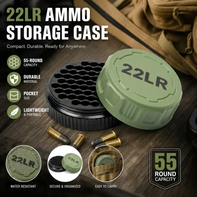 A Compact Storage Case Capable of Holding 55 .22LR Rounds—Convenient for Carrying to the Shooting Range.