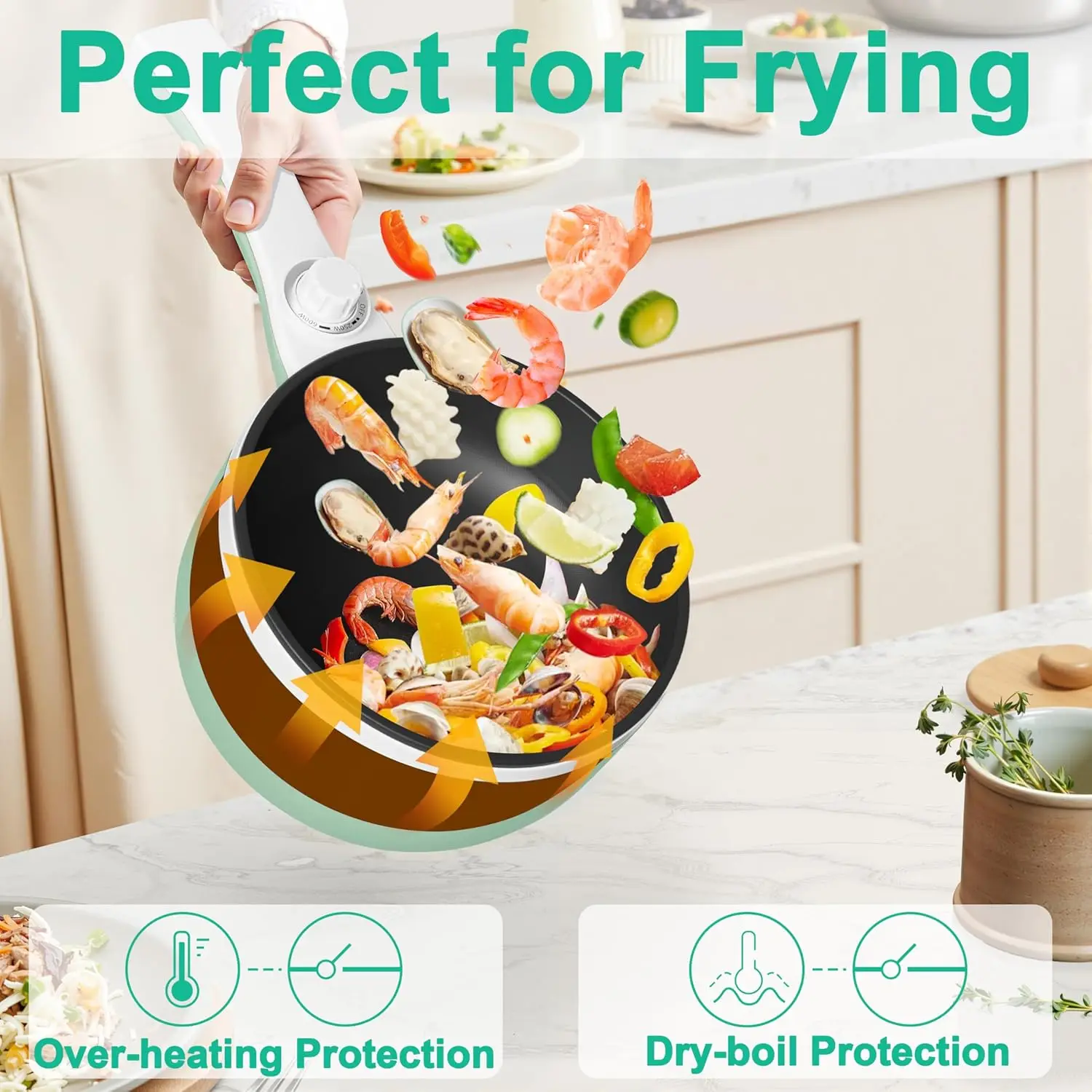 Hot Pot Electric Upgraded, Non-Stick Sauté Pan, Rapid Noodles Electric Pot, 1.5L Mini Portable Hot Pot for Steak, Egg, Fried Ric view 4