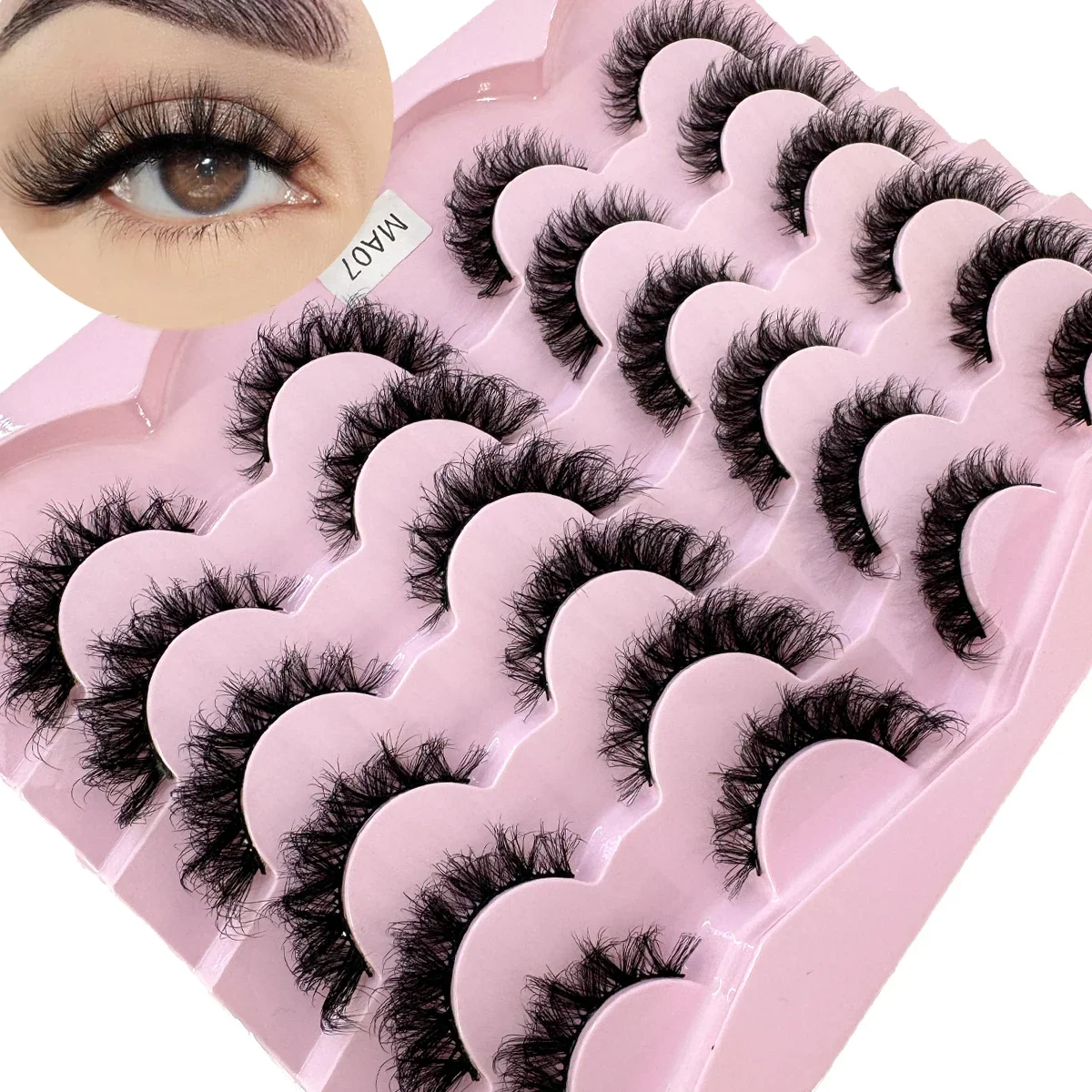 HBZGTLAD 12 Paar natürliche, flauschige 3D-Nerzwimpern, künstliche Wimpern, Make-up-Set, Nerzwimpern, Verlängerungswimpern, kurze Wimpern